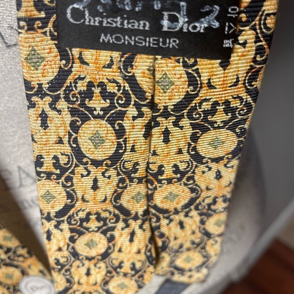 Christian Dior Monsieur Vintage Silk Gold Tie - Picture 2 of 2